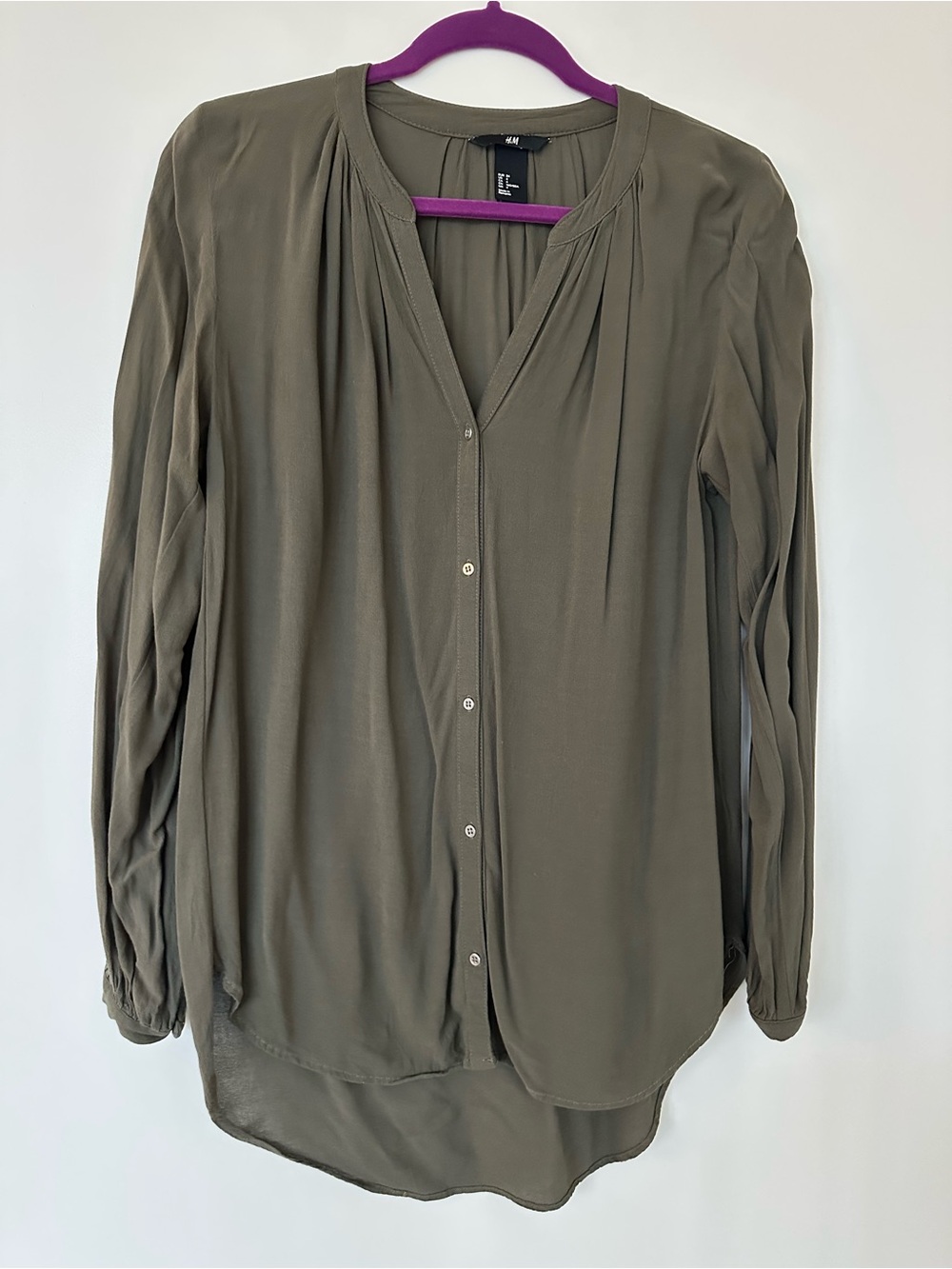 H&M Olive Green Long Sleeve Button-Down Top
